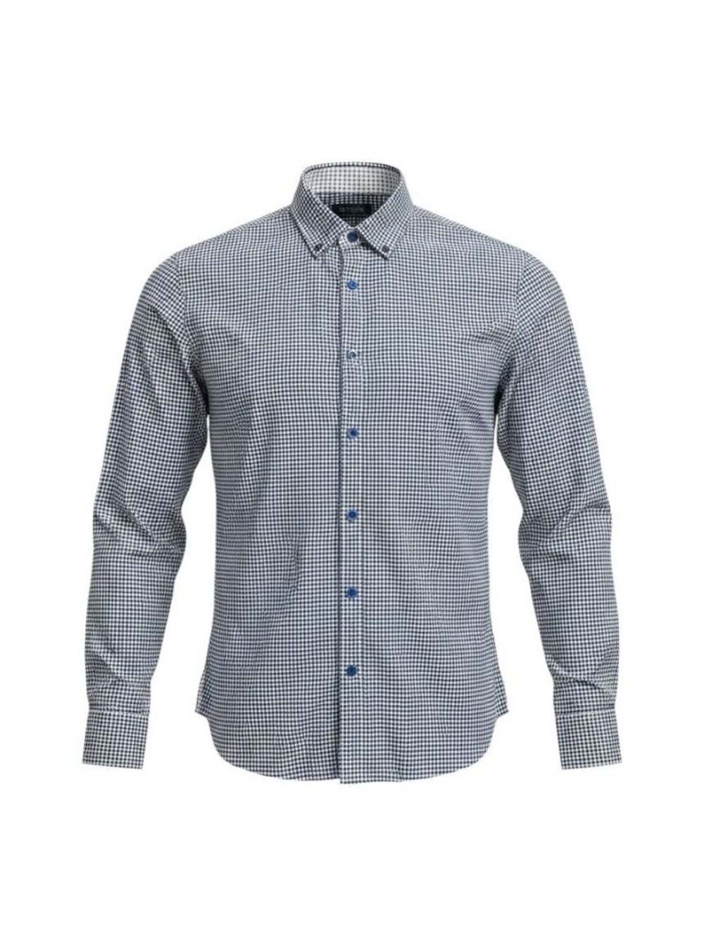 English Laundry Mens Long Sleeve Button-Down Shirt Navy White Micro Dot Size L